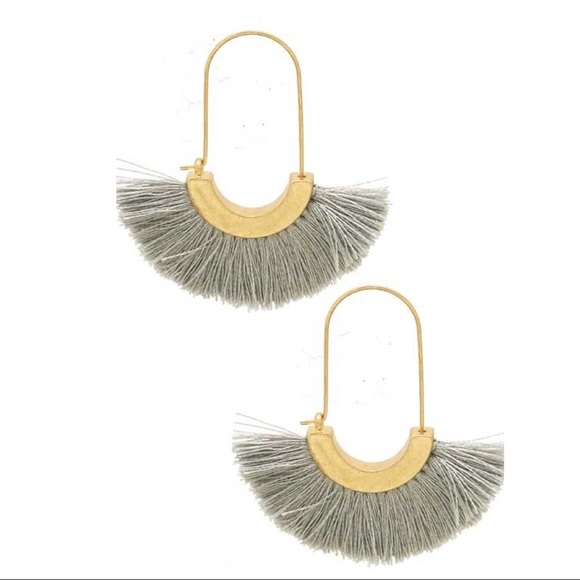 Gray Tassel Trim Earrings - Picture 4 of 5